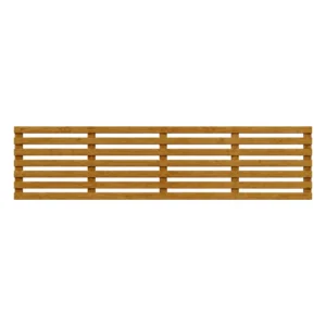 Brown-treated horizontal slatted trellis panel, 18 inches high by 6ft wide.