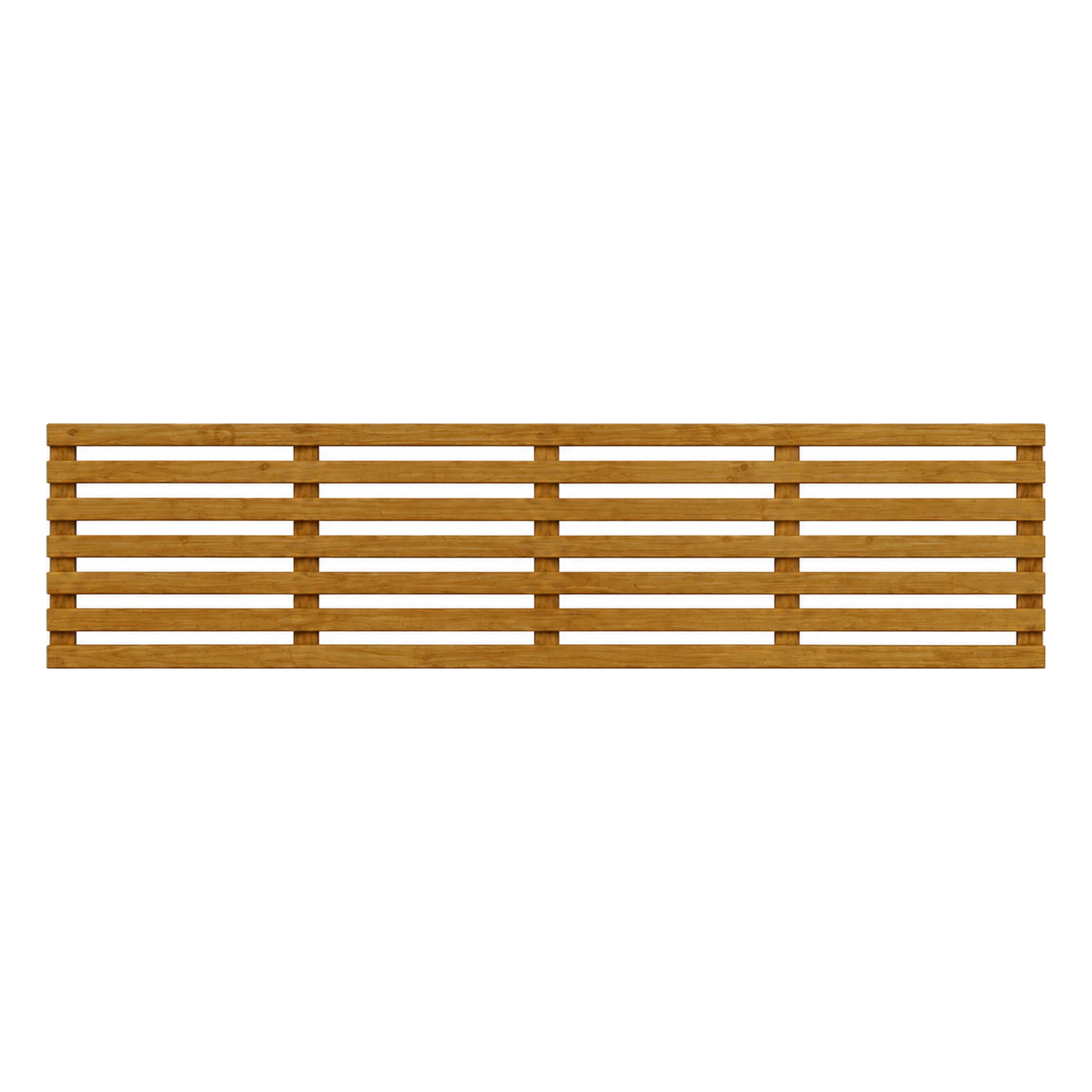 Brown-treated horizontal slatted trellis panel, 18 inches high by 6ft wide.
