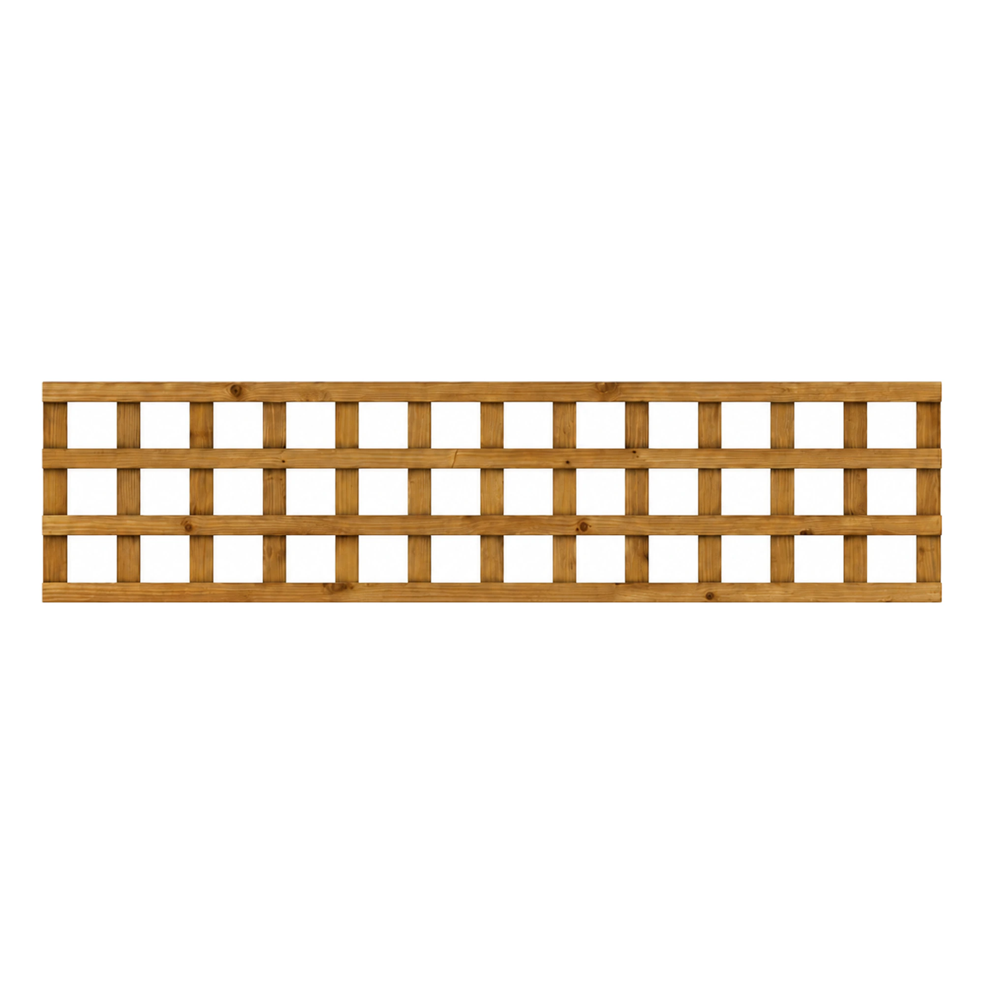 Brown-treated standard square trellis panel, 18 inches high by 6ft wide.