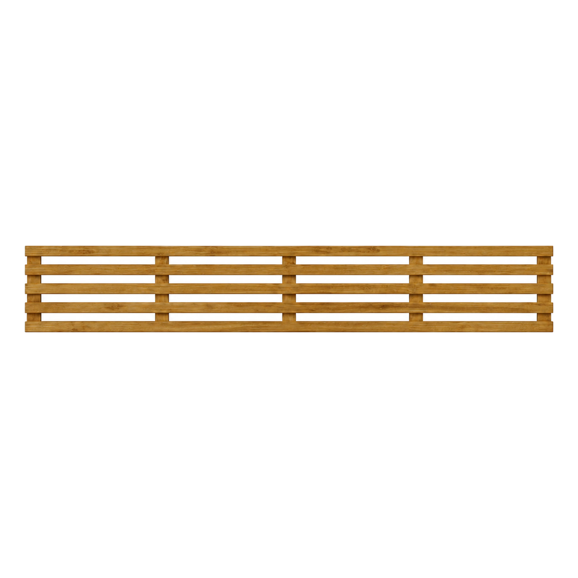 Brown-treated horizontal slatted trellis panel, 1ft high by 6ft wide.
