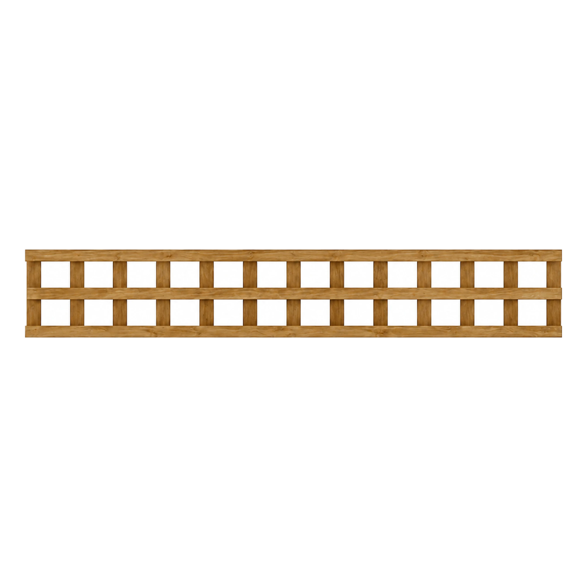 Brown-treated standard square trellis panel, 1ft high by 6ft wide.
