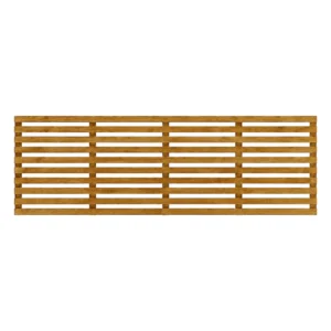 Brown-treated horizontal slatted trellis panel, 2ft high by 6ft wide.