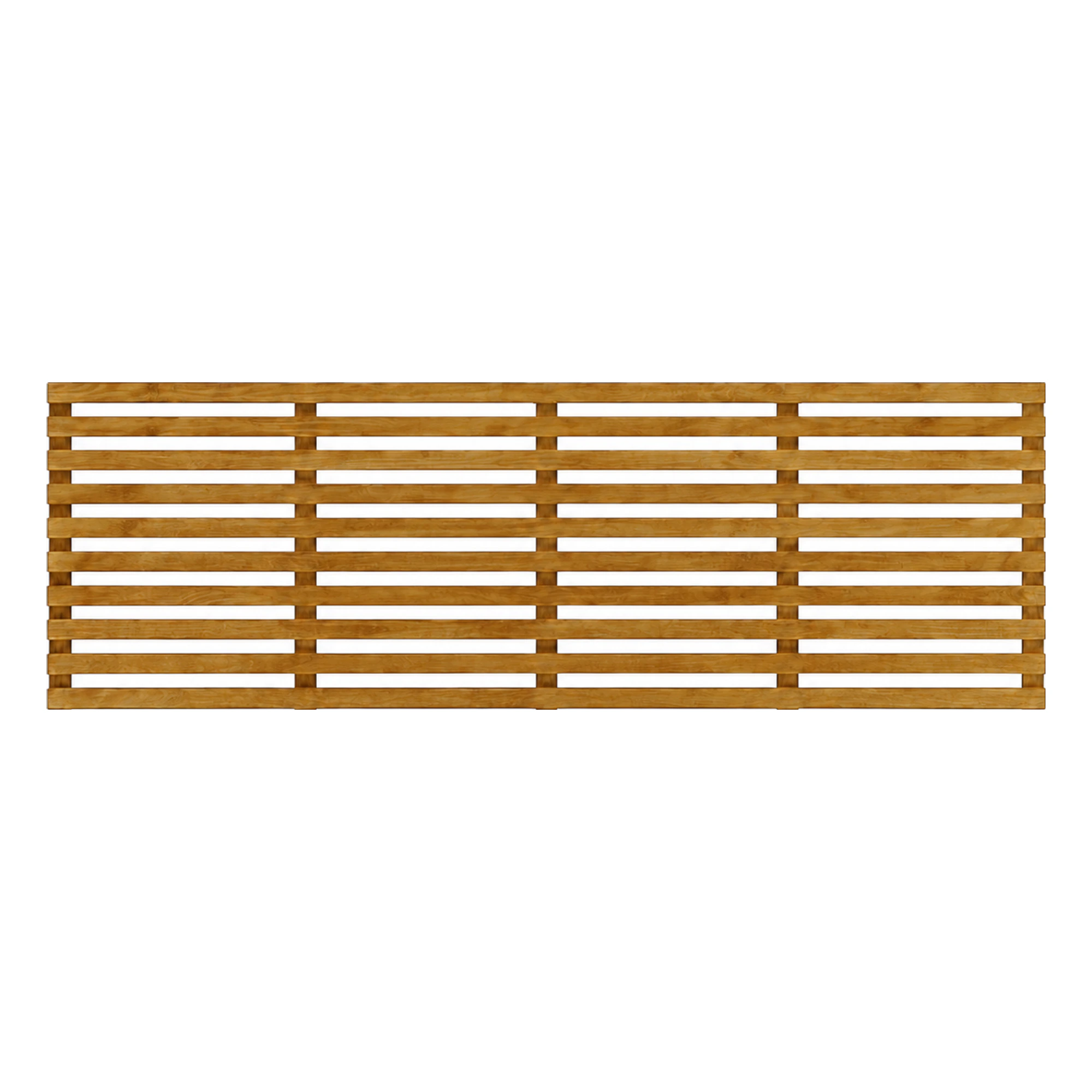 Brown-treated horizontal slatted trellis panel, 2ft high by 6ft wide.