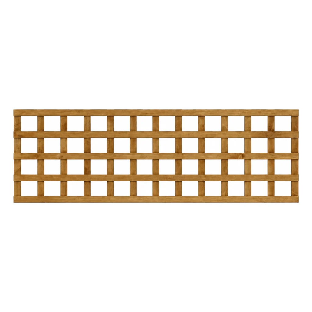 Brown-treated standard square trellis panel, 2ft high by 6ft wide.