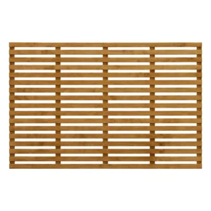 Brown-treated horizontal slatted trellis panel, 4ft high by 6ft wide.