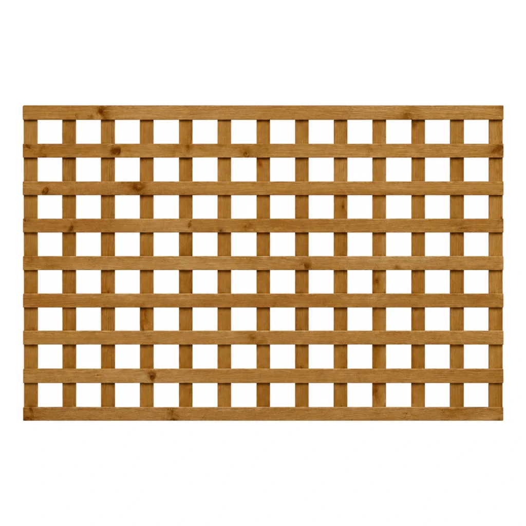 Brown-treated standard square trellis panel, 4ft high by 6ft wide.