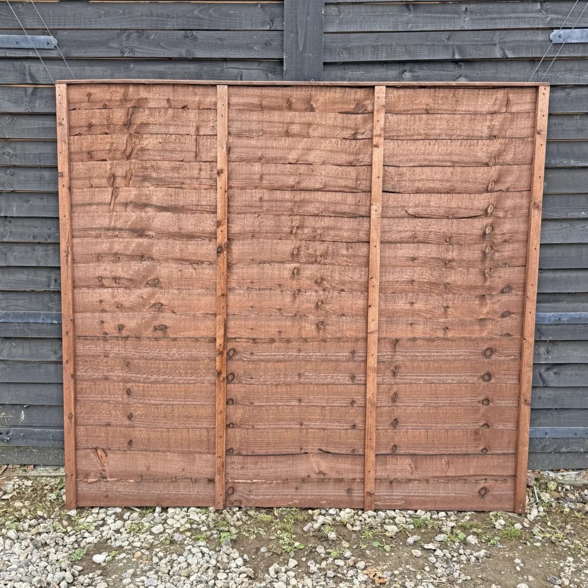 lap fence panel rear view in yard