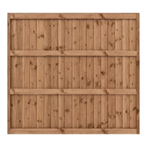 5ft 6in x 6ft Wooden fence made of vertical planks with horizontal support rails