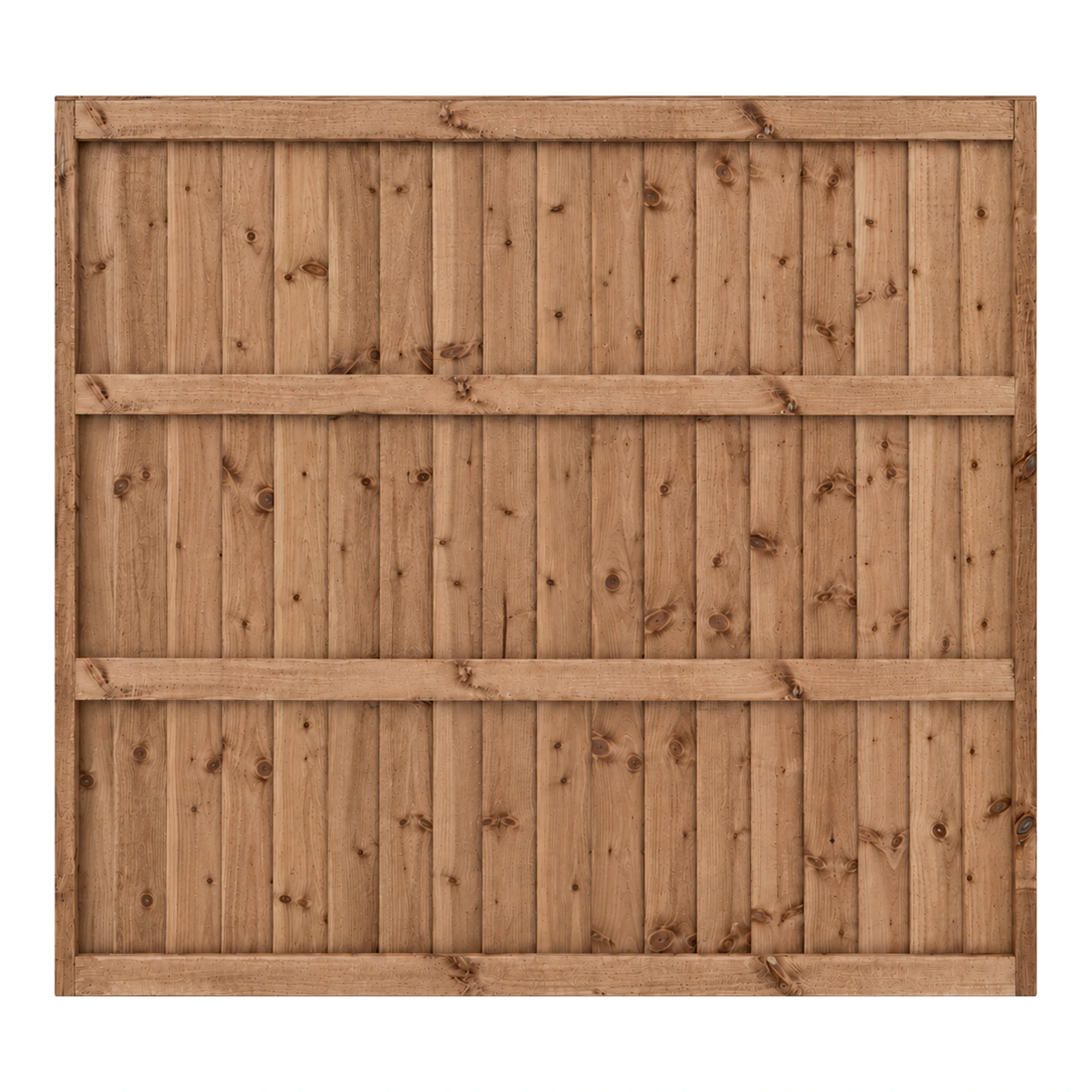 5ft 6in x 6ft Wooden fence made of vertical planks with horizontal support rails