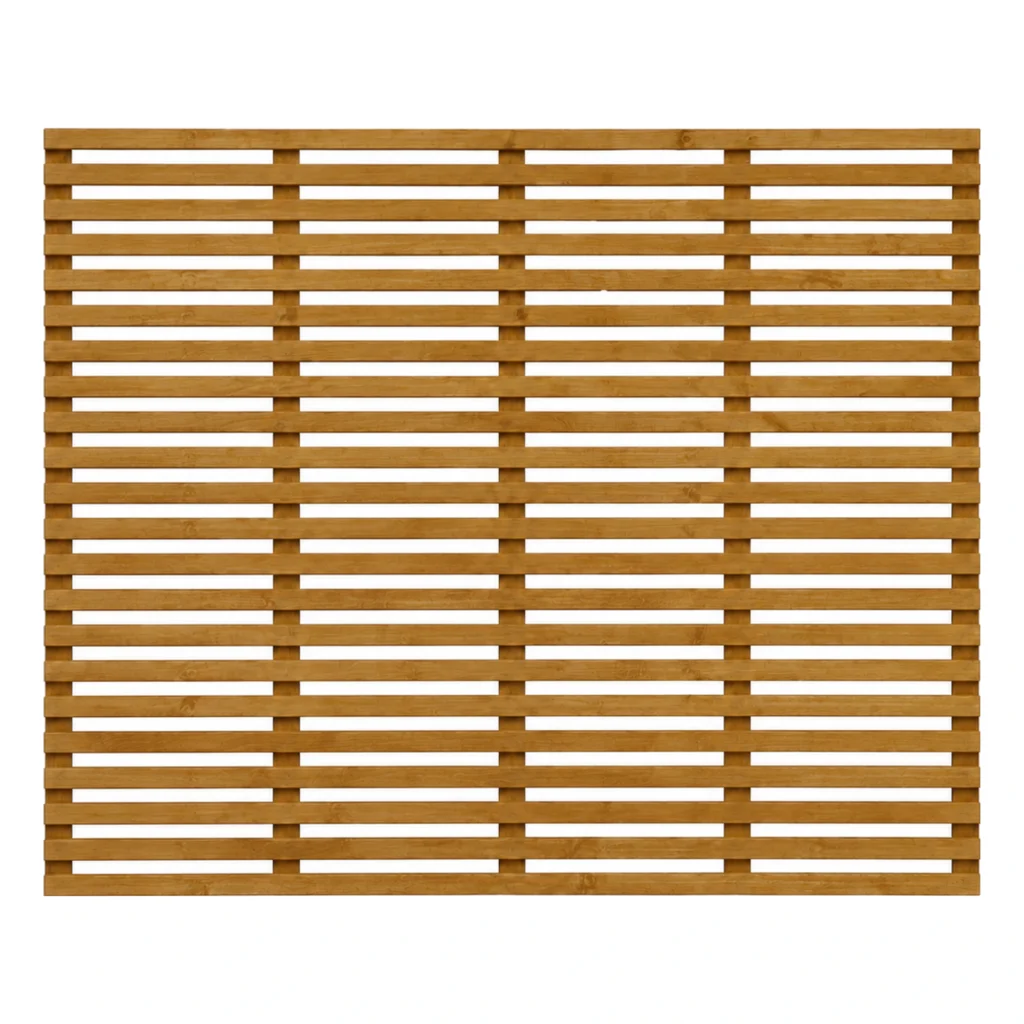 Fence Panels, Fence Contractor & Supplies 20 Brown-treated horizontal slatted trellis panel, 5ft high by 6ft wide.