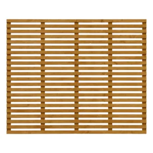 Brown-treated horizontal slatted trellis panel, 5ft high by 6ft wide.