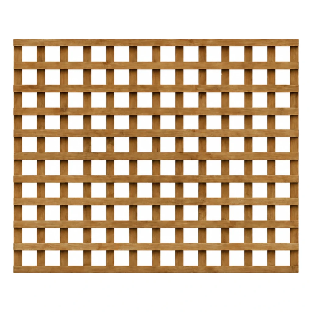 Brown-treated standard square trellis panel, 5ft high by 6ft wide.