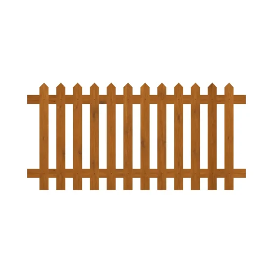 3ft x 6ft picket fence panel pointed front view