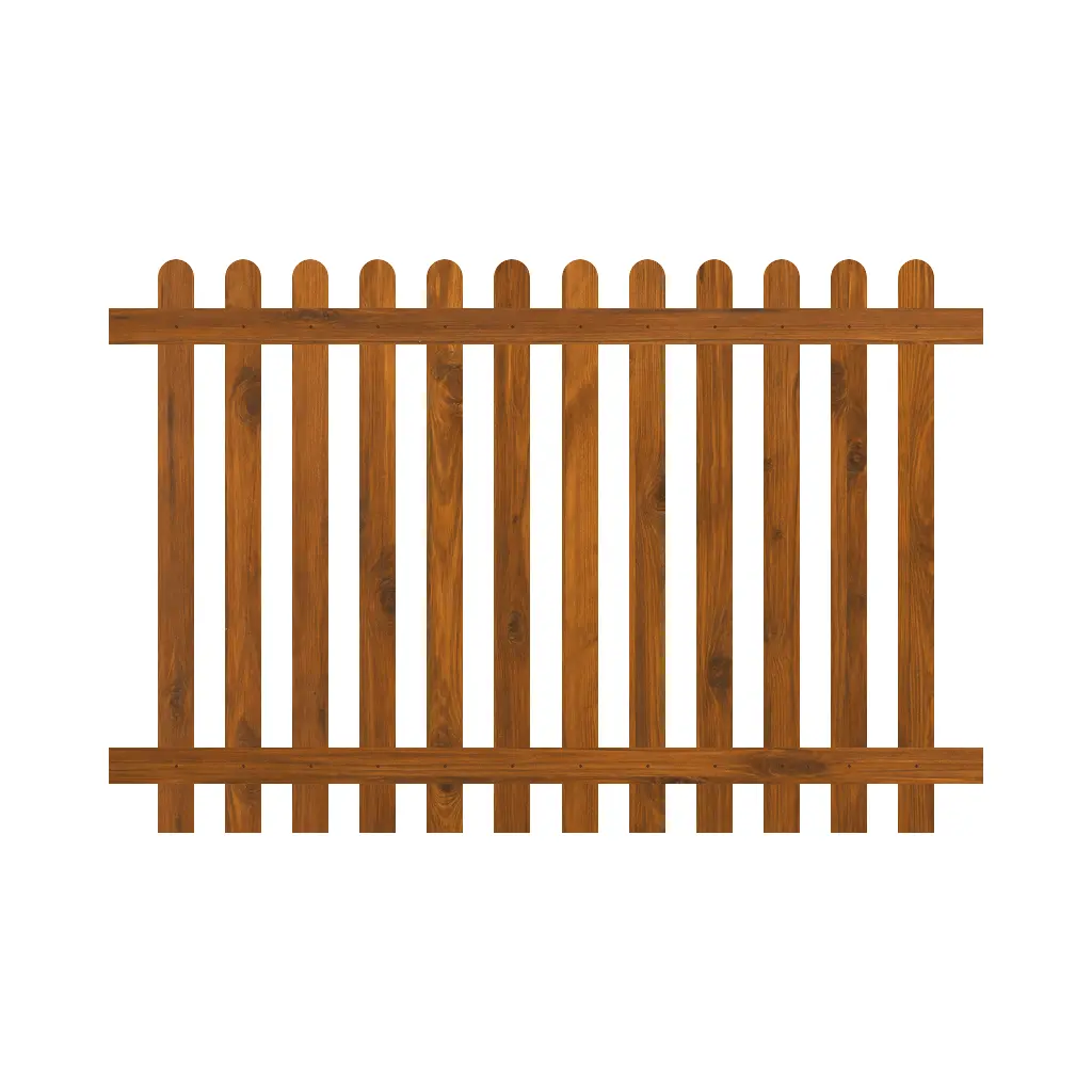 6ft x 4ft round top picket fence panel rear view