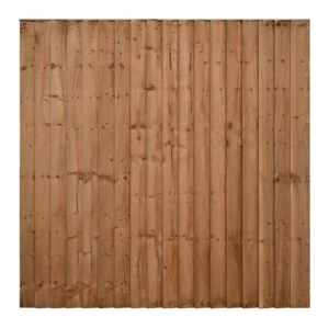 6ft Brown wooden fence panel made of vertical timber planks