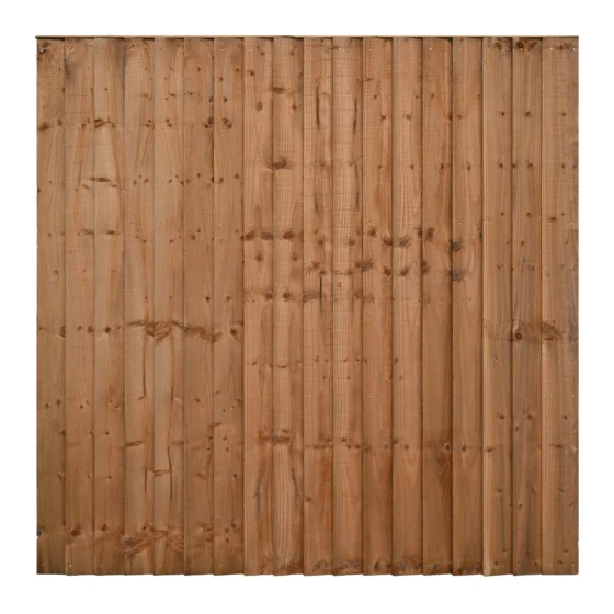 6ft Brown wooden fence panel made of vertical timber planks