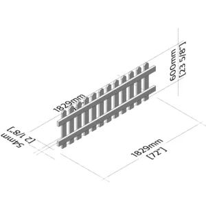 Isometric view of a picket fence panel 6ft x 2ft rear