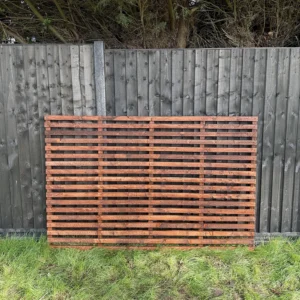 6ft x 4ft slatted horizontal trellis fence panel in garden setting