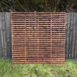 6FT x 6FT Slatted Horizontal Trellis Panel - Treated Brown - Image 2