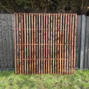 6FT x 6FT Slatted Horizontal Trellis Panel - Treated Brown - Image 3