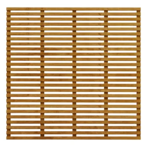 Brown-treated horizontal slatted trellis panel, 1800mm high by 1830mm wide.