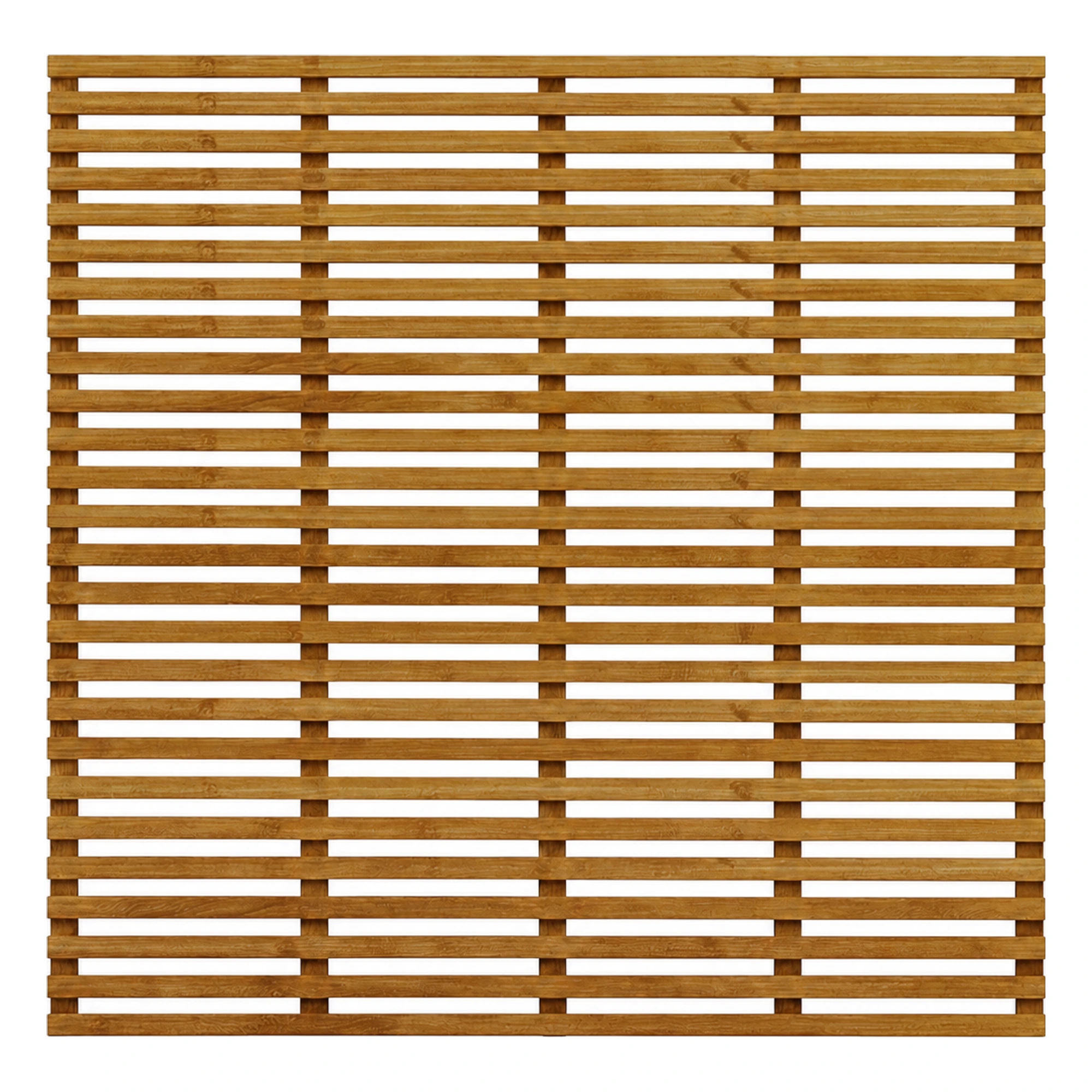 Brown-treated horizontal slatted trellis panel, 1800mm high by 1830mm wide.