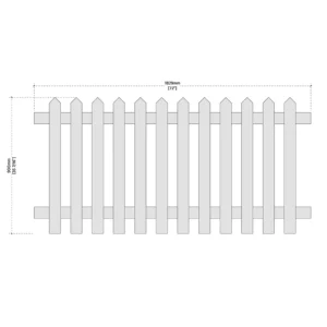 Illustration of a picket fence design front 6ft x 3ft