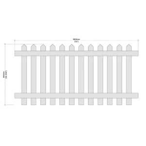 Illustration of a picket fence design rear 3ft x 6ft