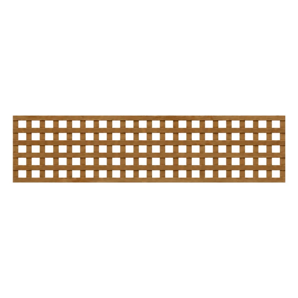 Fence Panels, Fence Contractor & Supplies 21 Brown-treated privacy trellis panel, 18 inches high by 6ft wide.