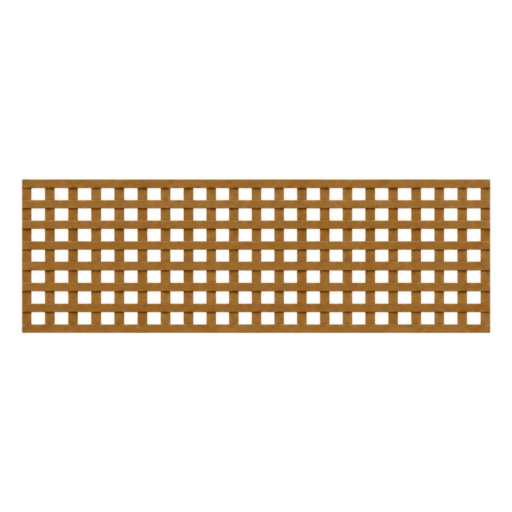 Brown-treated privacy trellis panel, 2ft high by 6ft wide.