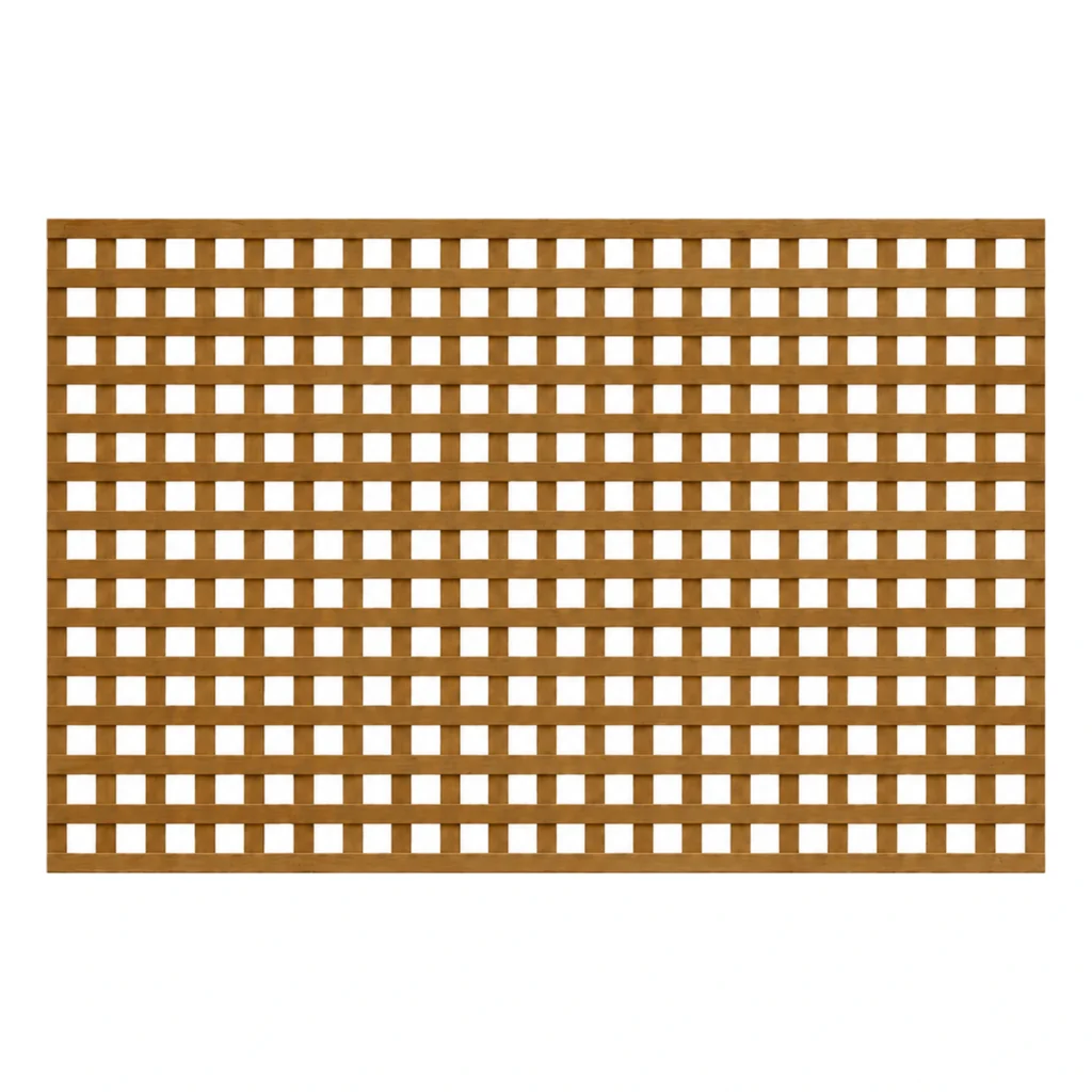 Brown-treated privacy trellis panel, 4ft high by 6ft wide.