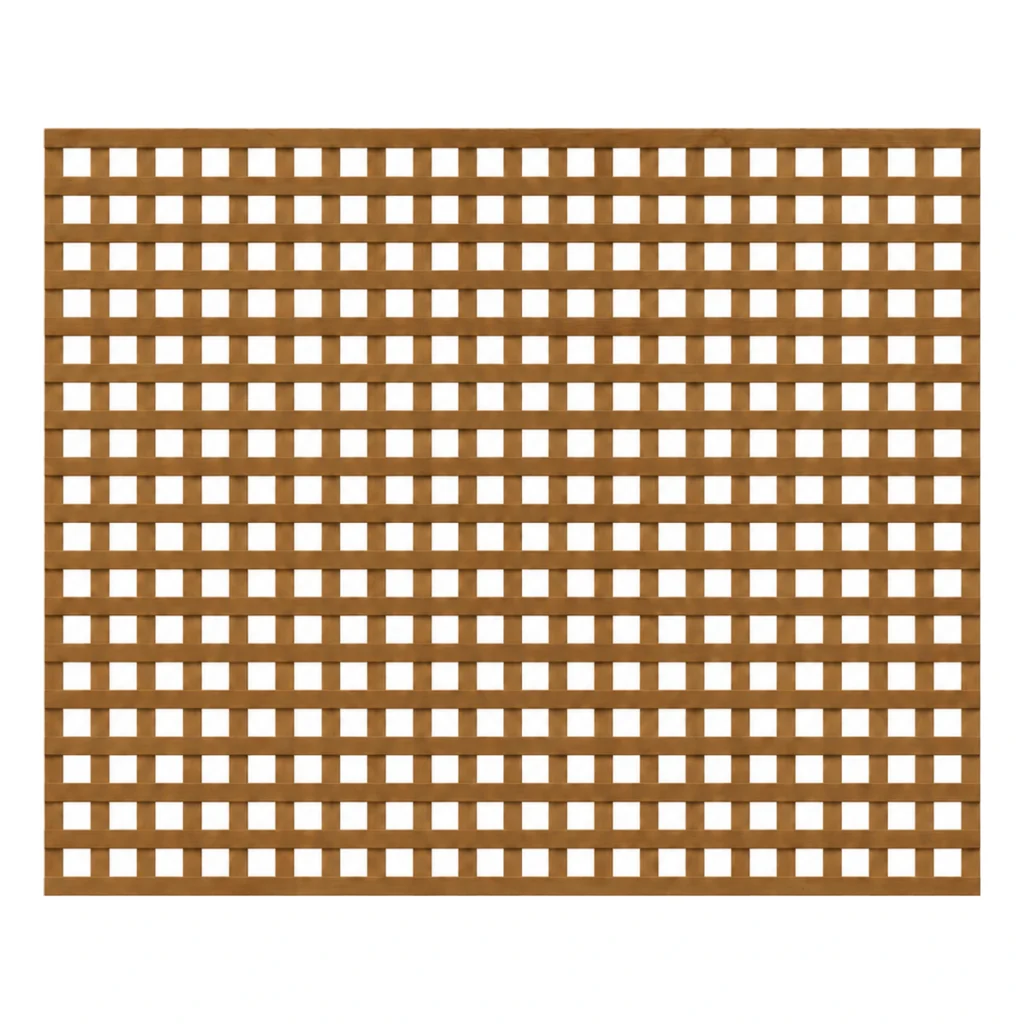 Brown-treated privacy trellis panel, 5ft high by 6ft wide.