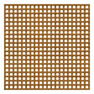 Brown-treated privacy trellis panel, 6ft high by 6ft wide.