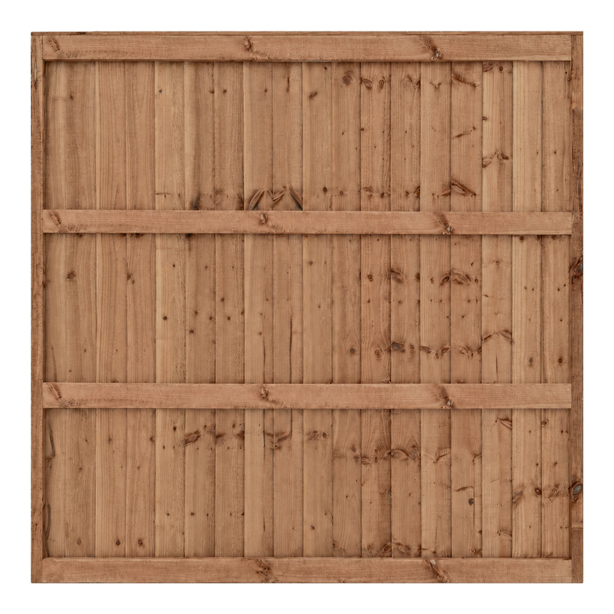 Close-up of a wooden fence with vertical timber planks and horizontal support rails and full frame
