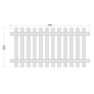 Illustration of a picket fence design rear 6ft x 3ft